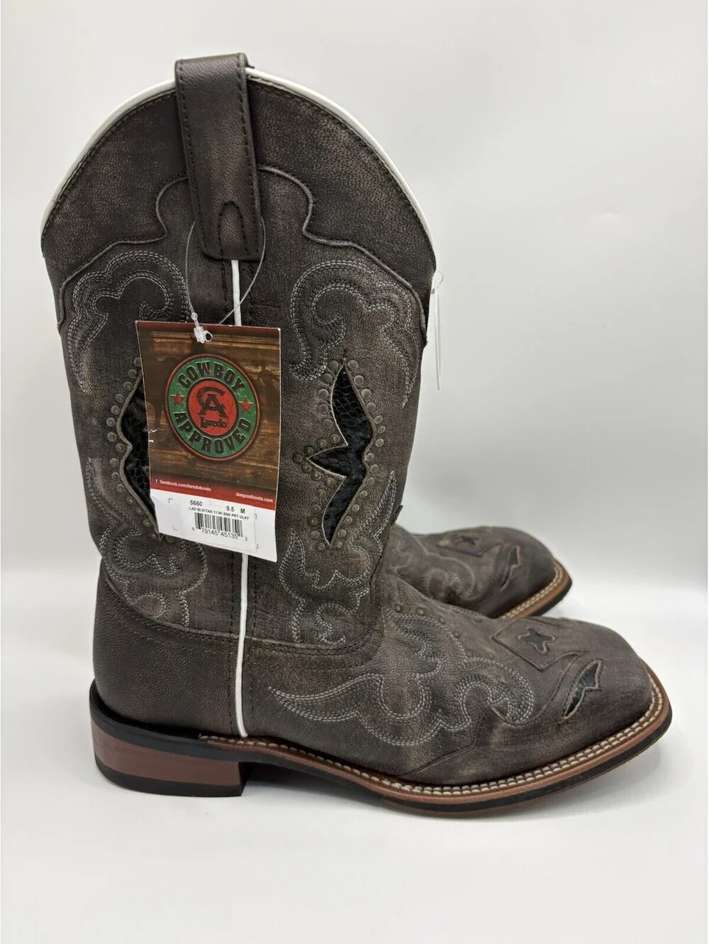 Laredo Womens Spellbound Leather Distressed Embroidered Cowboy Boot 9.5M NWOB
